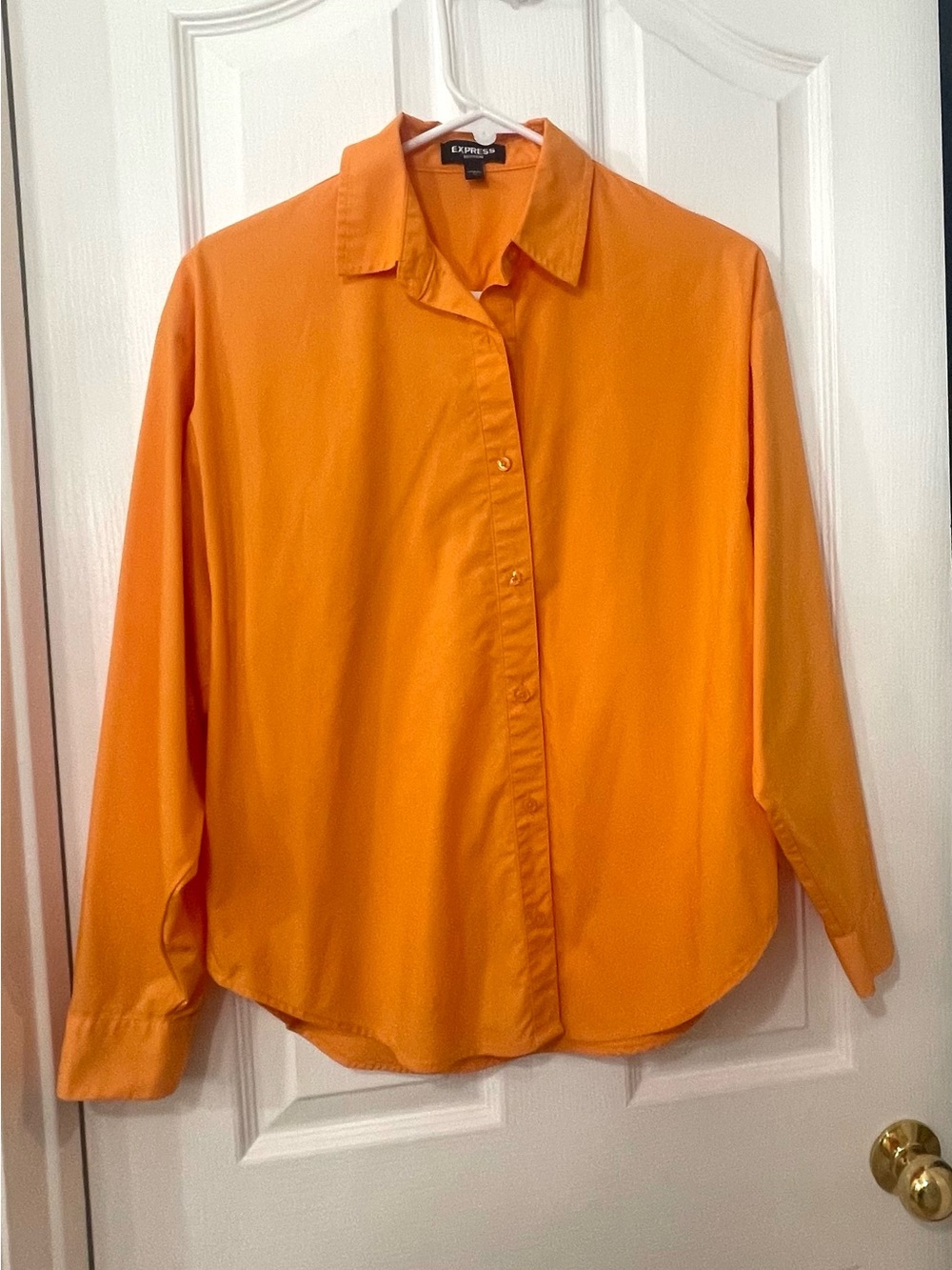 Express Vibrant Orange Button-Front Shirt